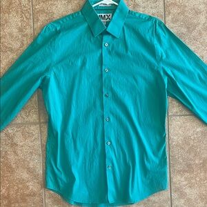 Blue Casual Button Down Shirt with Smooth Fabric